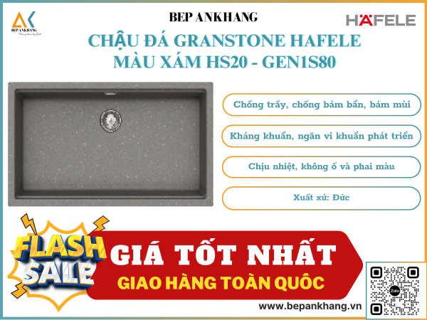 CHẬU ĐÁ GRANSTONE HAFELE MÀU XÁM HS20 - GEN1S80 570.30.500